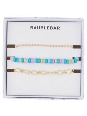 BAUBLEBAR Bracelets Arm Party Set of 3 Beaded & Chain Bracelet Stack NWT
